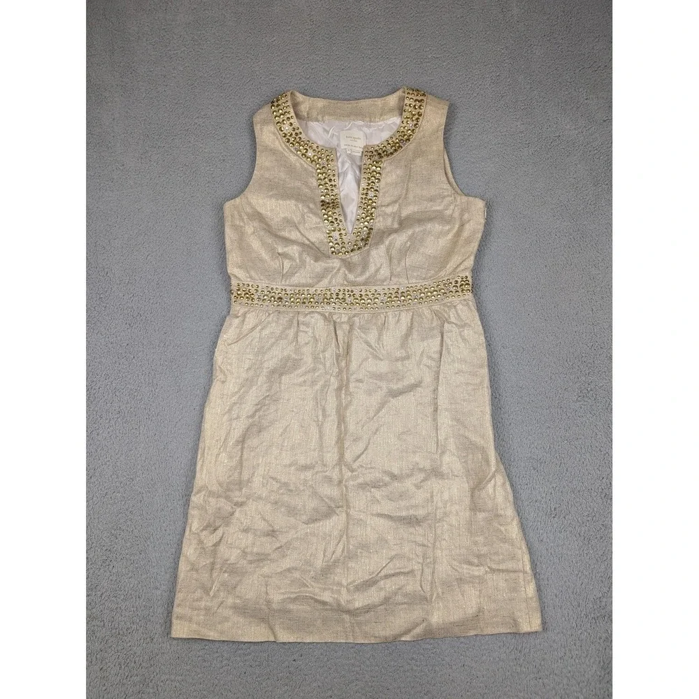 kate spade gold dress Kate Spade Gold Metallic Shift Dress Size 8